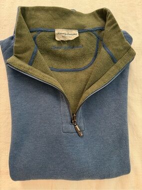 Tommy Bahama Reversible Quarter-Zip in Blue and Olive